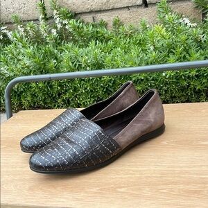 Ecco leather Croc Skin Embossed Brown Ballerina loafer flats Size 41